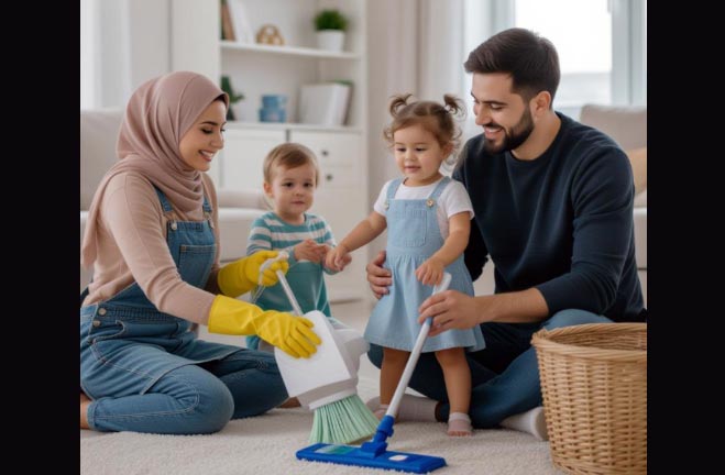 ثواب نظافت منزل+ ثواب بچه داری+ ثواب خدمت به شوهر