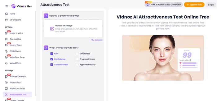 Vidnoz AI Attractiveness Test